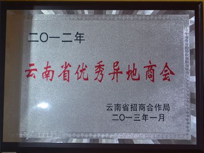 2012云南省优秀异地商会奖牌